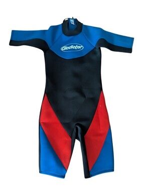 Gladiator Brand Kids Short Sleeve Wetsuit - Shorty Blue & Red Unisex Sz XL